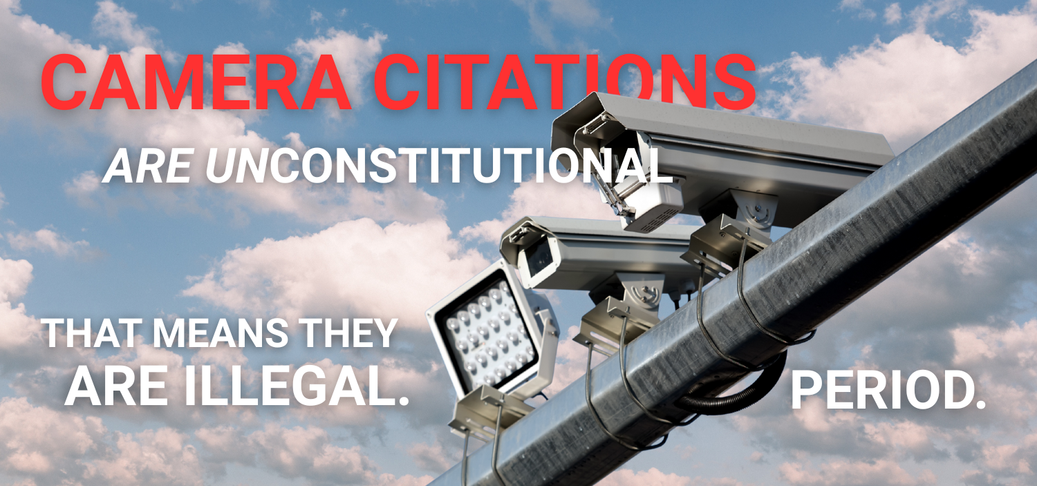 Visual reminder that automated camera citation systems are unconstitutional